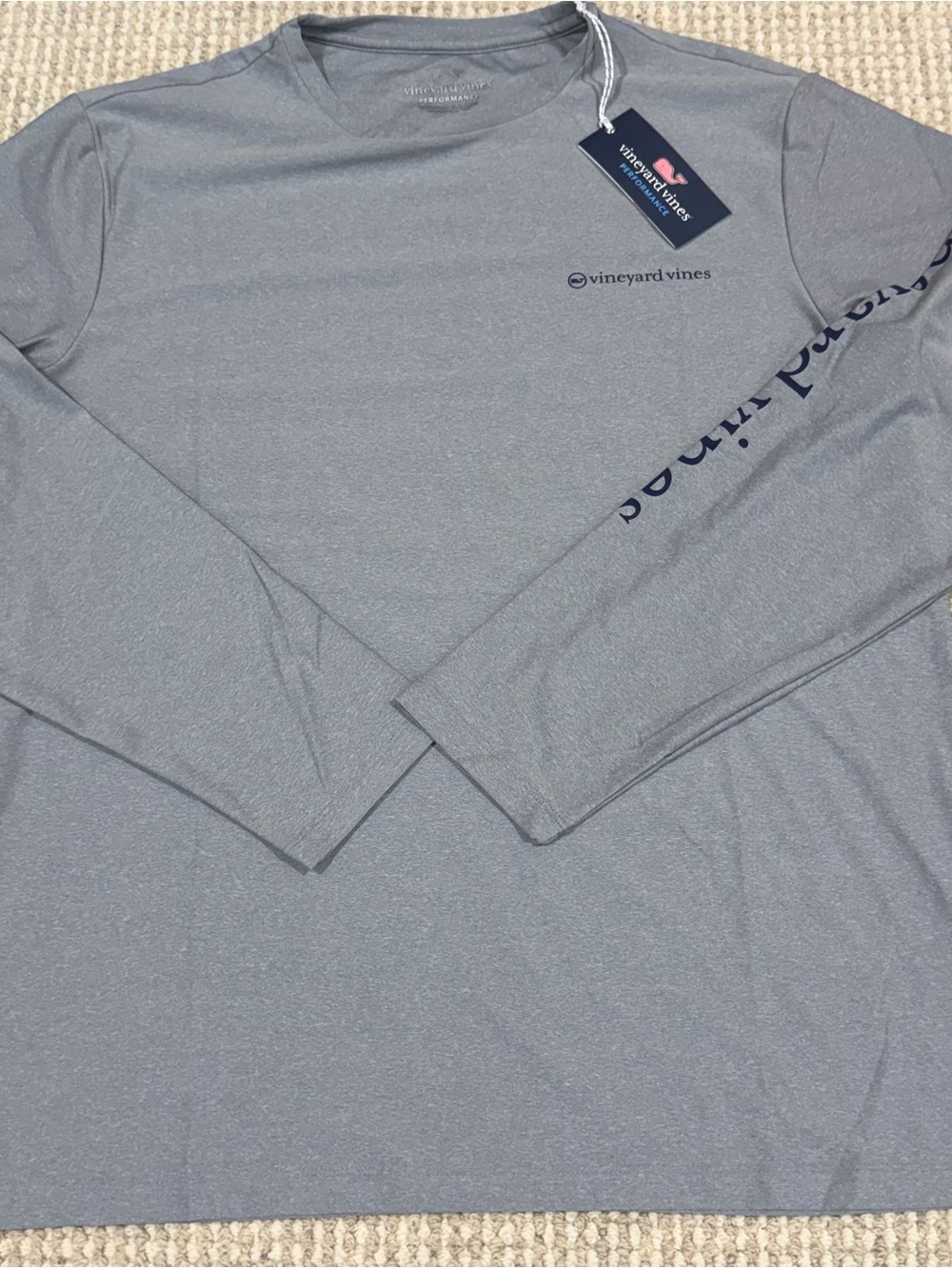 Vineyard Vines Performance Long Sleeve Shirt Mens Medium Grey Whale Logo NEW